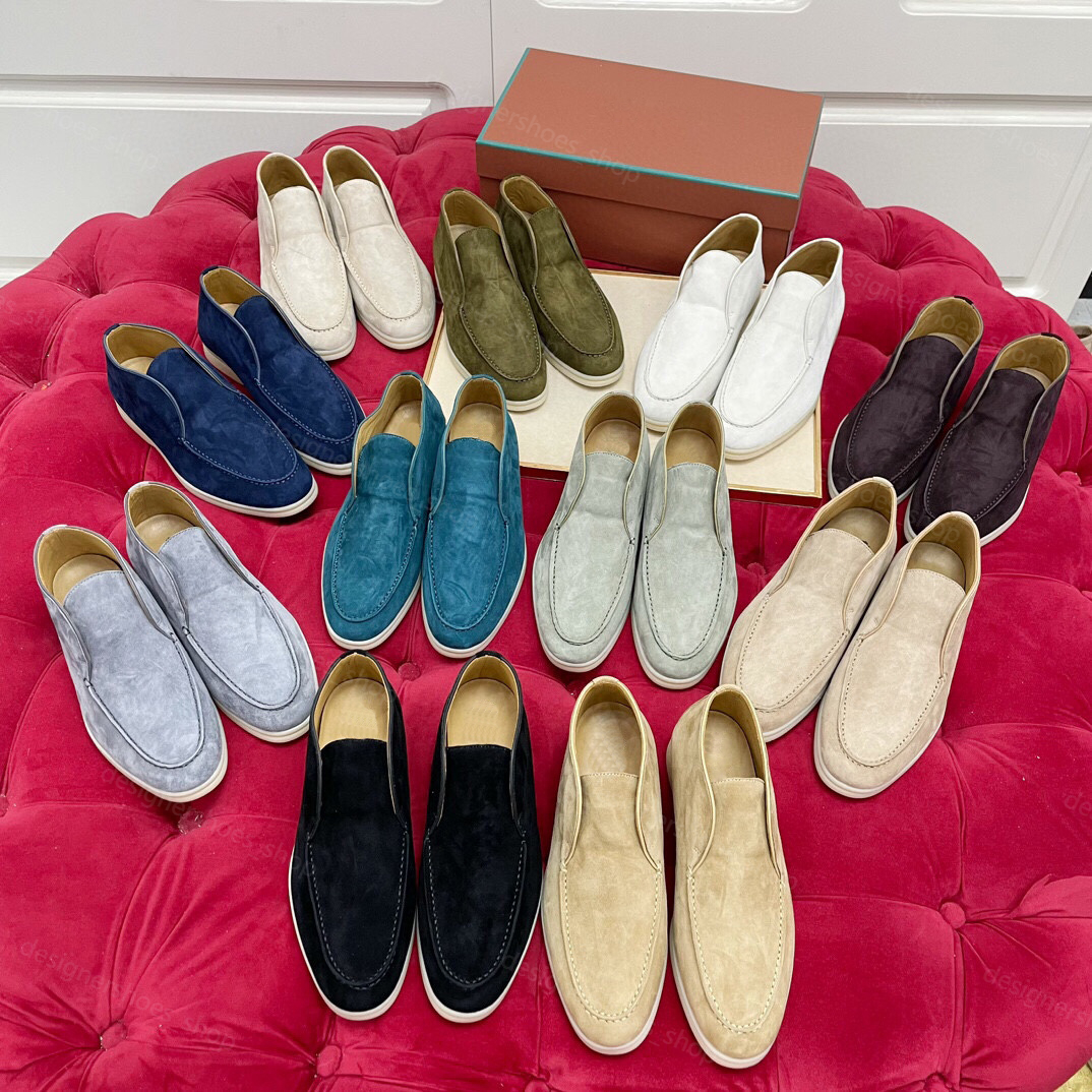 Designers Dress shoes womens loafers Flat Heels top quality soft Cashmere Classic Buckle style Handmade breathable comfortable Casual Shoe 35-42
