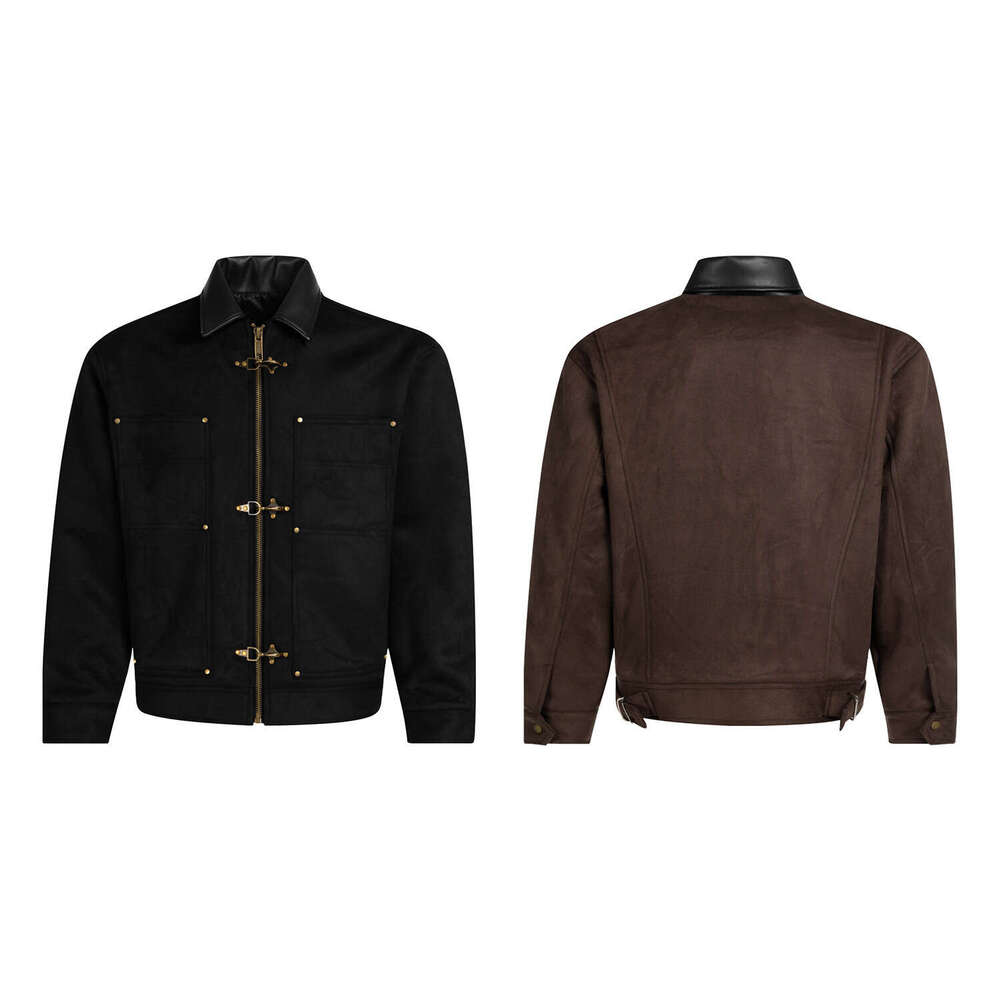 Retro Inspired Faux Leather Aviation Themed Outerwear Coats - Men's Suede Flight Jackets