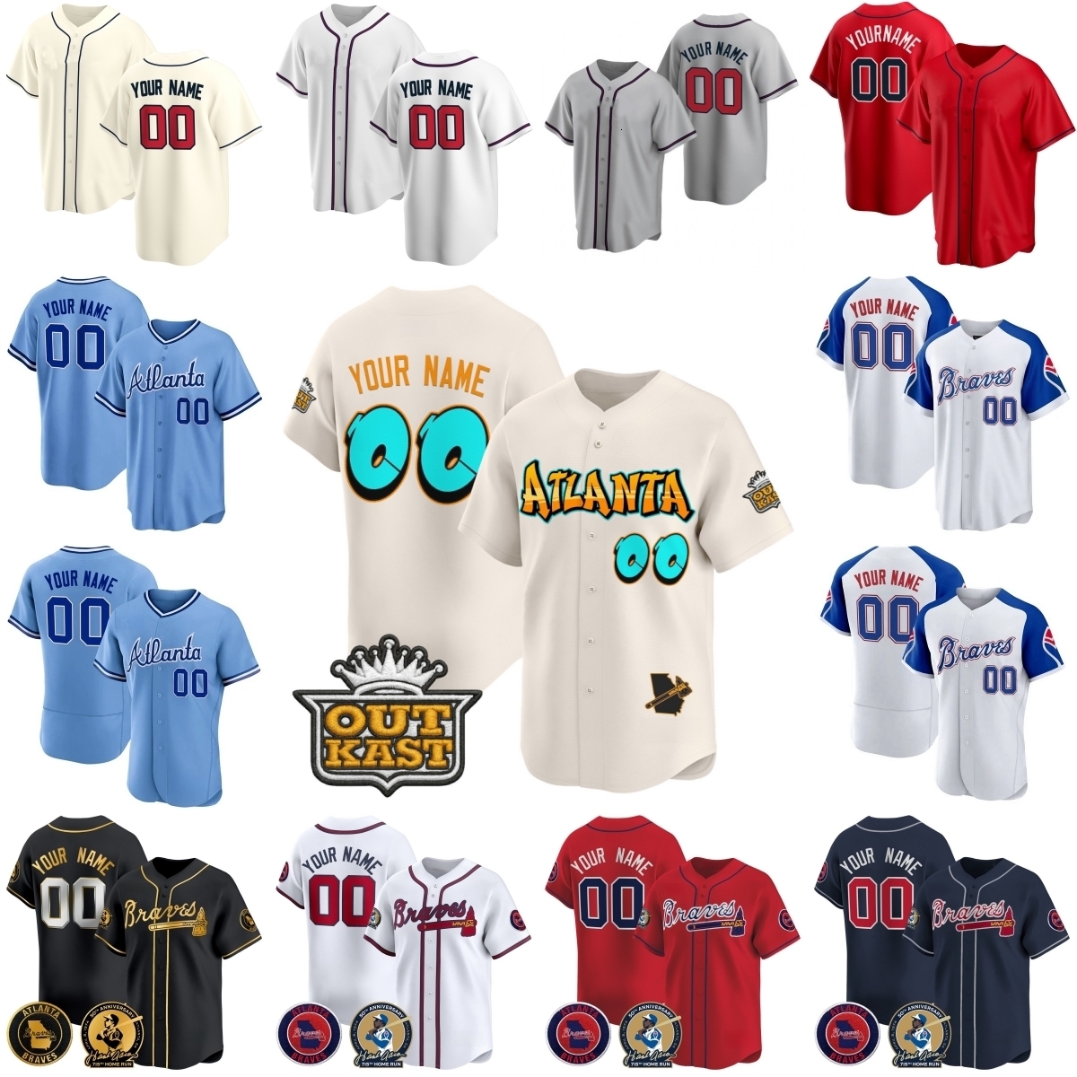 2025 New Baseball Jersey 1 Albies 51 Sale 28 Olson 27 Riley 8 Rosario 1 Nixon 44 Aaron Strider Custom Any Name Style