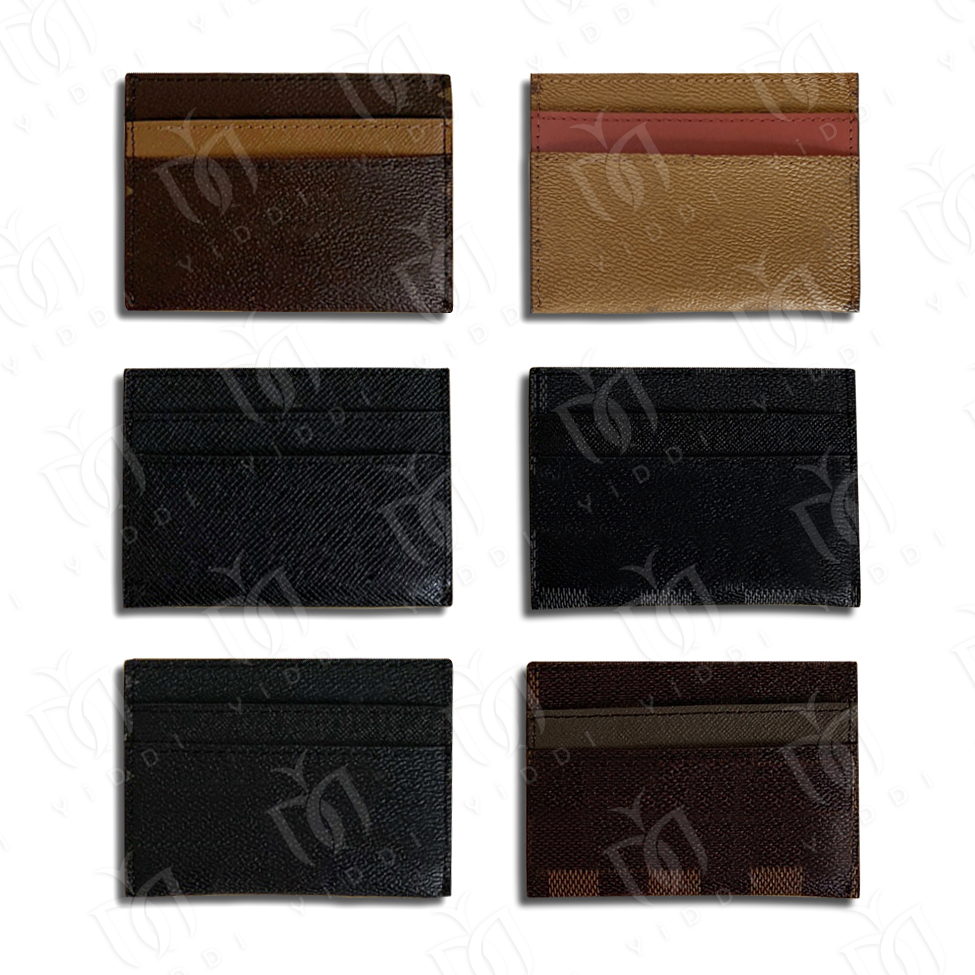 Designer slim Card Holder Men Card Wallets Brown flower Luxury porte carte Leather Card Bank wallets ID Credit card Coin Purse Elegant stylish Women