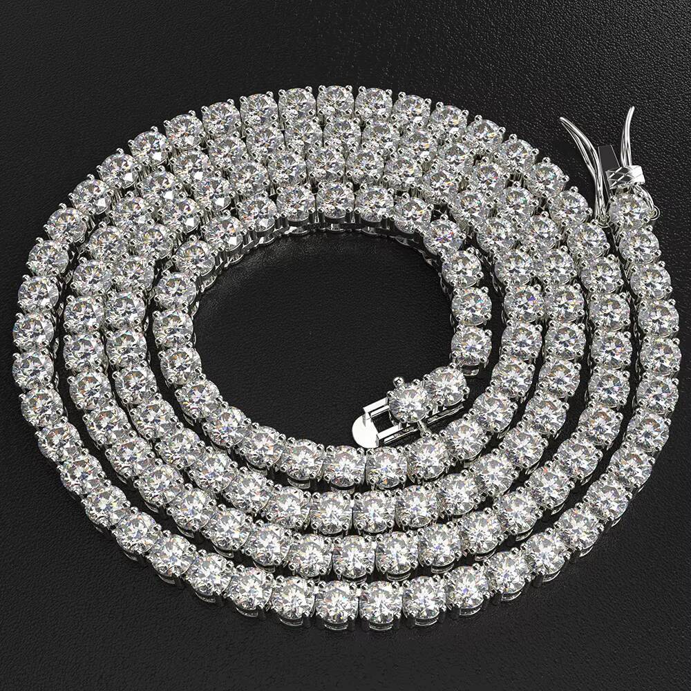 XingYueGems Hip Hop Style 925 Silver 3mm 4mm 5mm 6mm Moissanite Jewelry Necklaces Tennis Chain Design