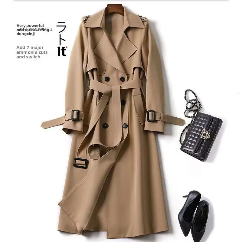 2025 Women Trench Coat Mid Length Petite British Style Knee 251211