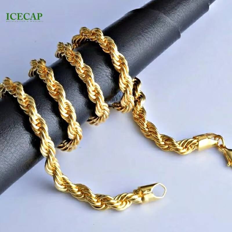 Custom 6mm Rope Chain Solid 925 Sterling Silver 10k 14k 18k Gold Plated Fine Jewelry Womens Moissanite Necklace Bracelet
