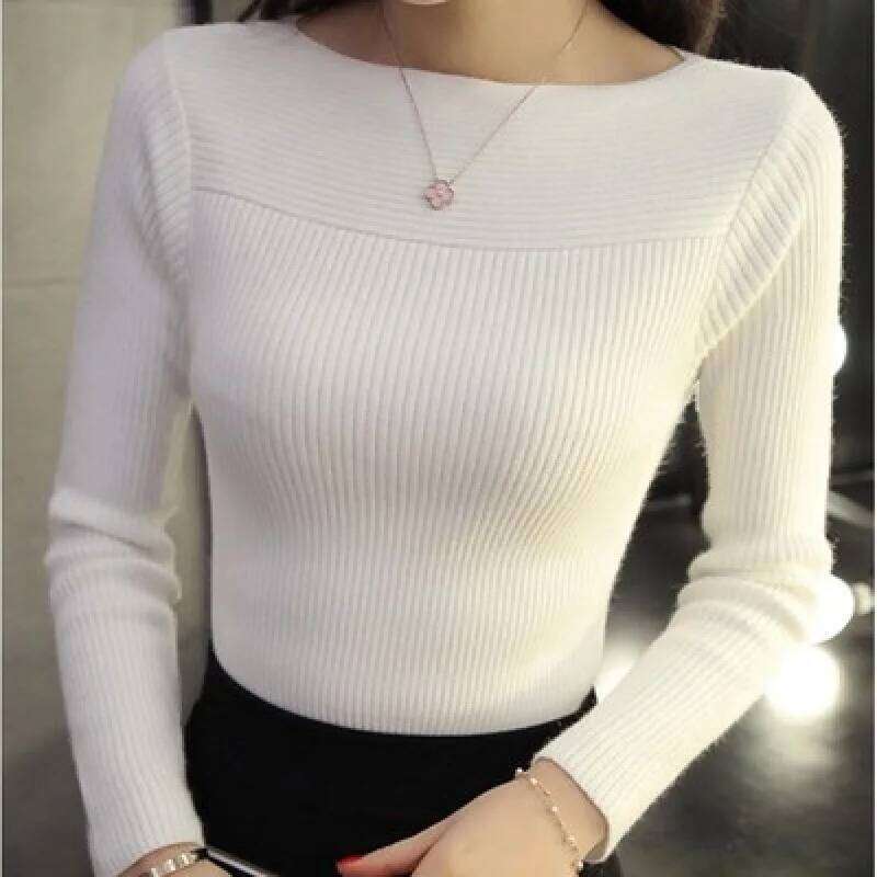 2024 Winter Solid Long Sleeve Woman Sweater Autumn Elegant O-Neck Knitted Tops Office Lady Pullover Clothing