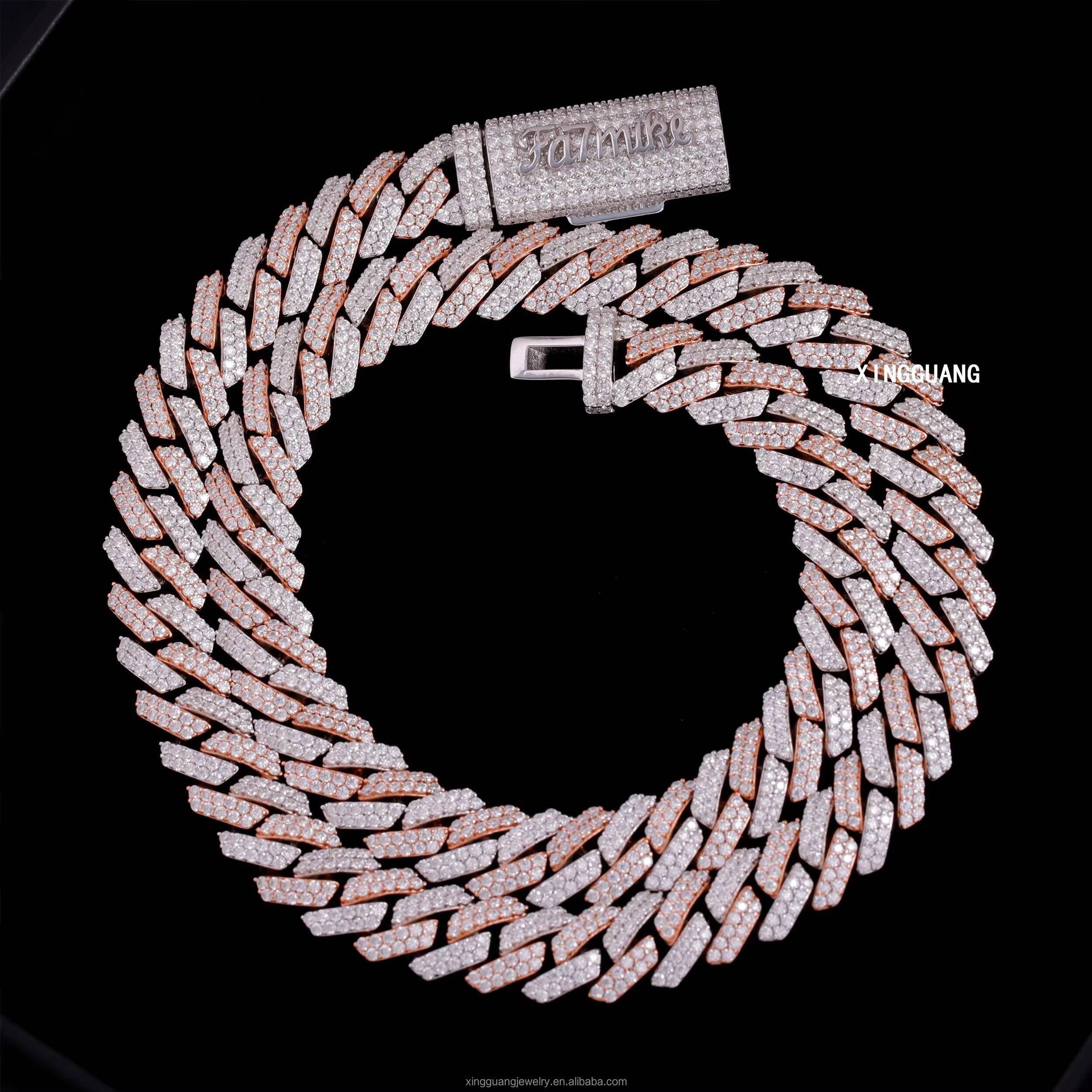 Custom Clasp Necklace 12MM Moissanite Cuban Necklace Men Hip Hop Iced Out VVS Diamond S925 Silver Cuban Link Chain