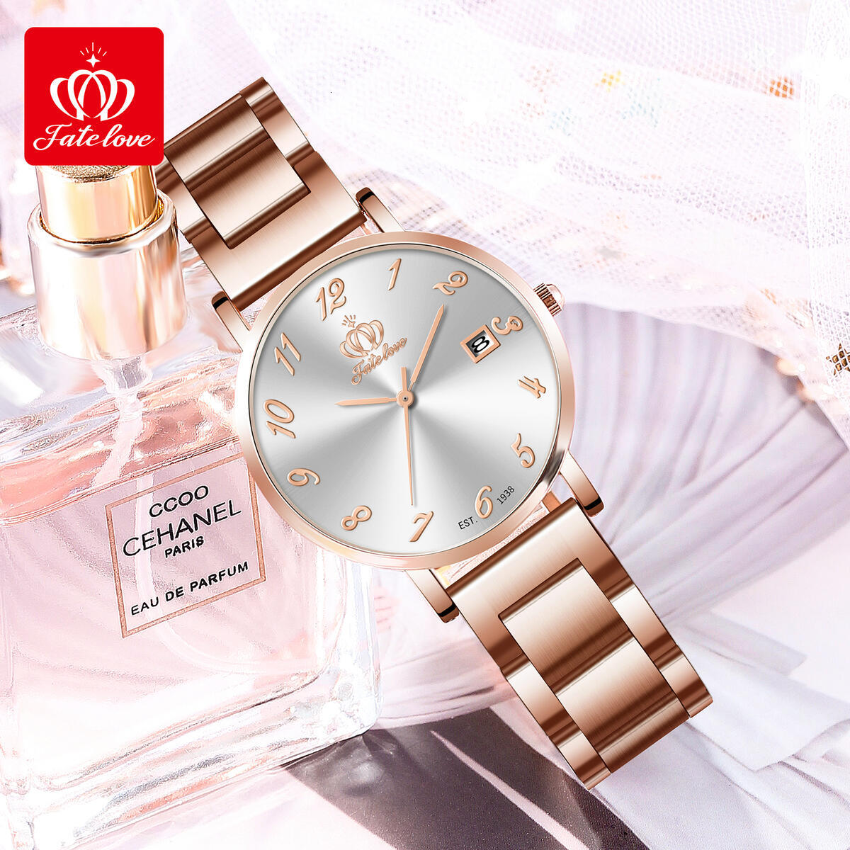 Designer Luxury Watch Brand Watch Fashion Moissanite Inlaid With Sunday Date Display High-quality Quartz Watch Waterproof Women's Watch