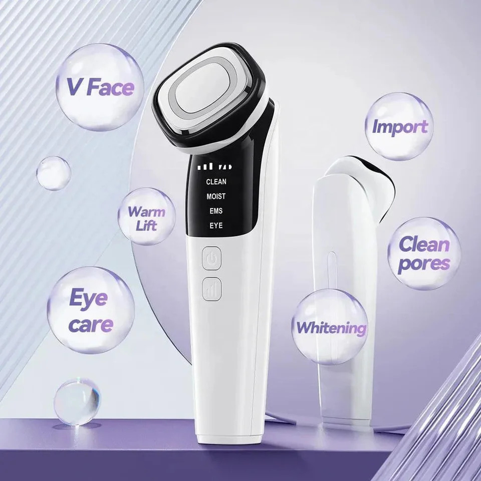 4 in 1 Microcurrent Facial Massager LED Pon Aging Face Eye and Neck Skin Care Tool EMS Face Toning Face Lift Device 251211