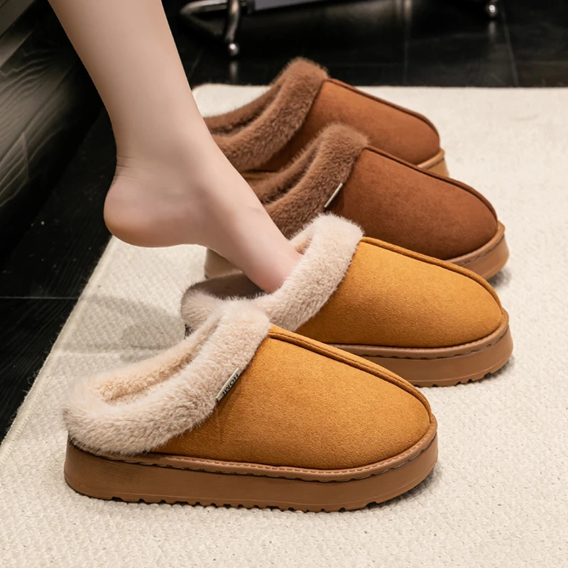 Women Fluffy Slippers for Autumn Winter Indoor EVA Thick Sole Anti-Slip Warm Unisex House Shoes 251210