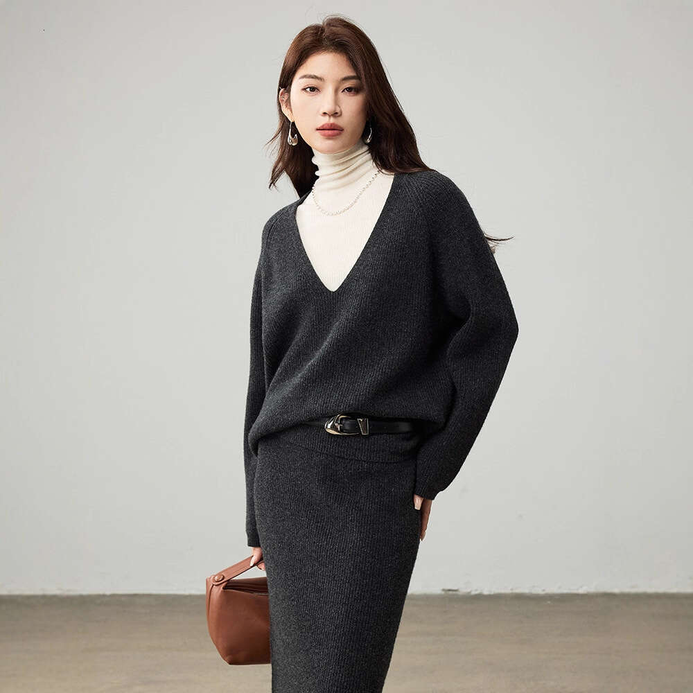 Lazy Style Wool Sweater Women Knitted Skirt Two Piece Set New Large Size Autumn Winter Women S Outfit Luxury