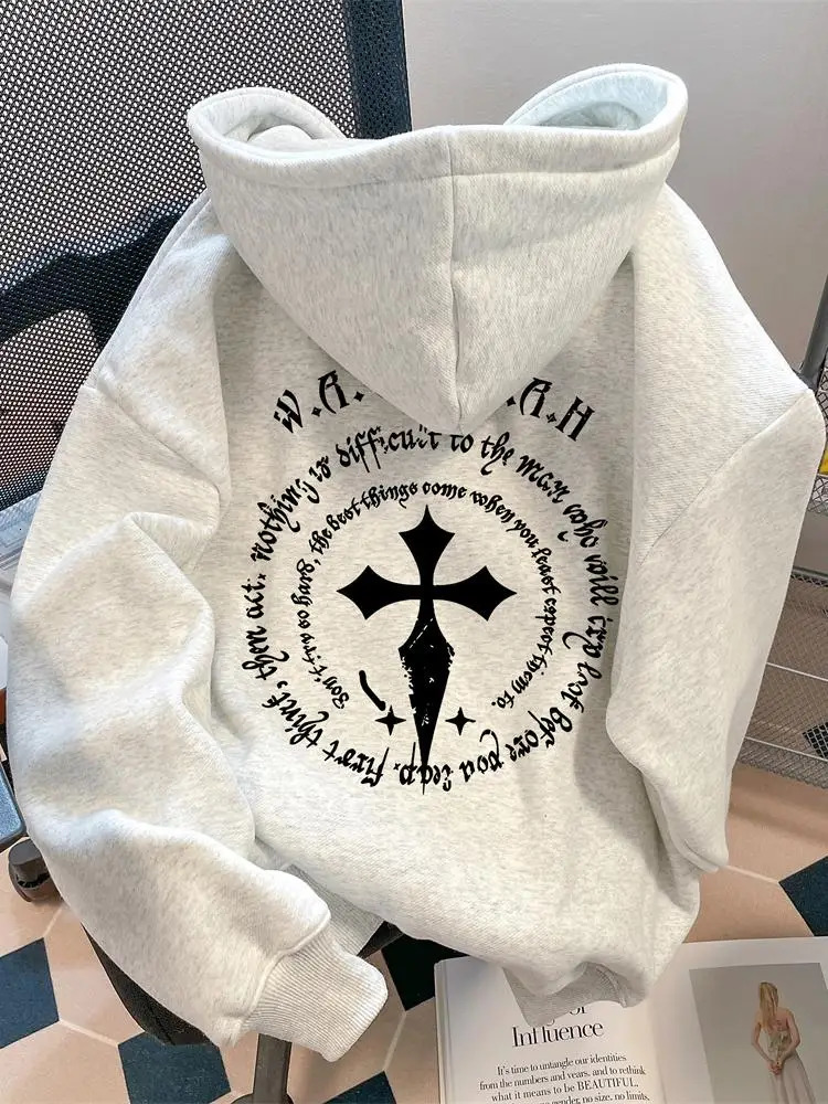 Super Stylish European American Street n Niche Adult Mens Autumn Winter Fleece Warm Outdoor Loose Soft Hooded Sweatshirt 251201