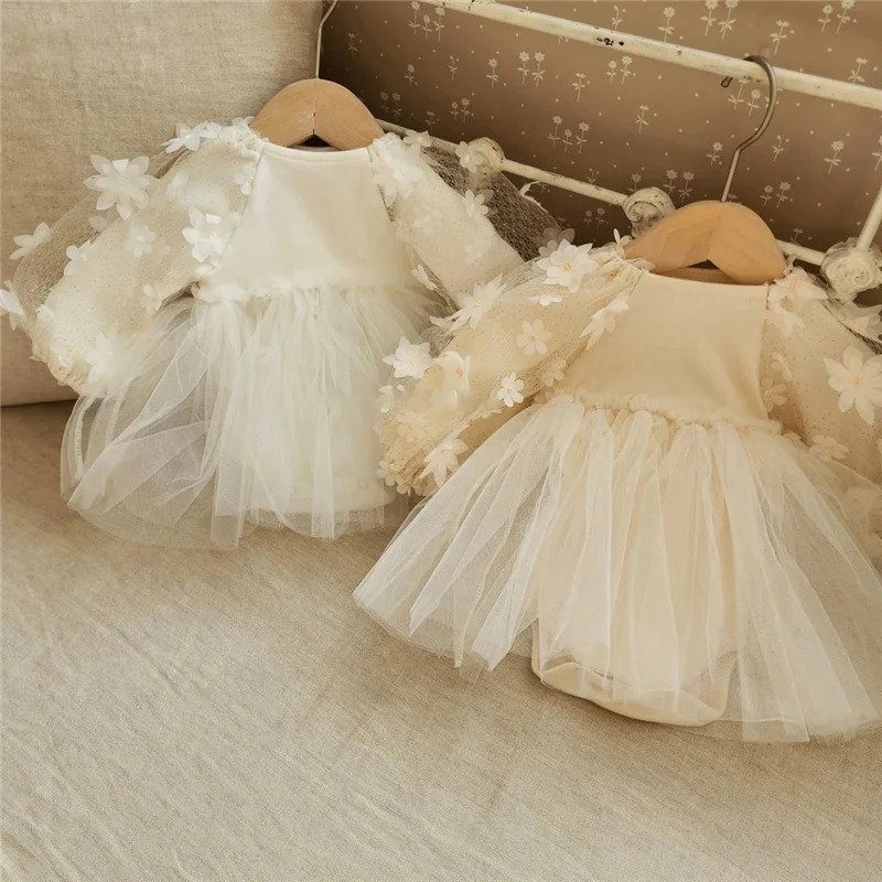 Born Girl Abiti Primavera Cute Baby Wear Battesimo Festa Abito da sposa Baby Girl Pagliaccetto Infantil Principessa Battesimo Abiti 251213