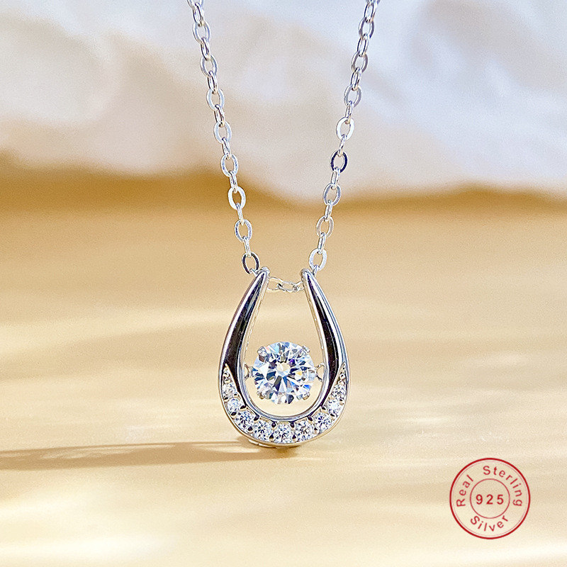 2026 Simple Fashion Jewelry Solitaire Pendant Genuine 100% 925 Sterling Silver Round Cut Lab Moissanite Diamond Elegant Girl Lover Clavicle Necklace