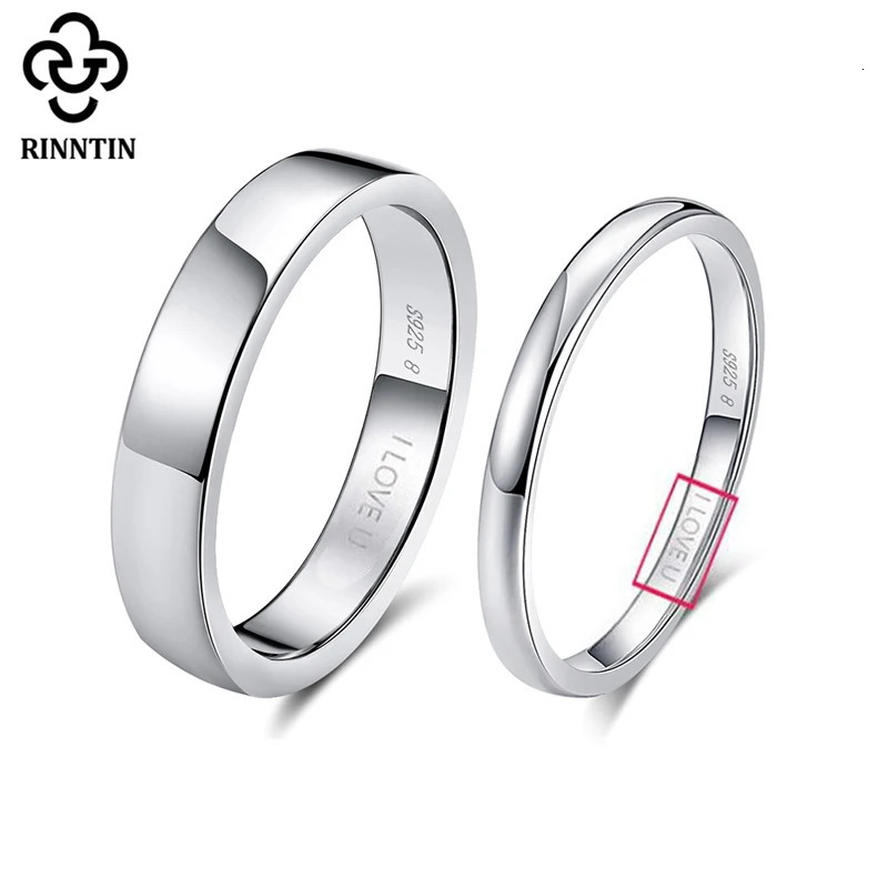 Rinntin 925 Sterling Silver Women Finger Rings Polished Round Simple Wedding Band Engagement Female Jewelry Free Engrave TSR74 251210