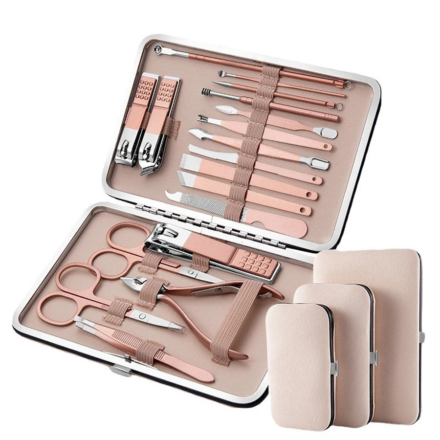 High Quality Stainless Steel 18 Pcs set Beauty Nail Including Foot And Eyebrow Trimming Eagle Nose Pliers Manicure Kit 251211