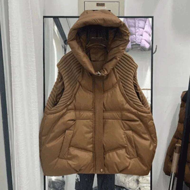 Designer Clothes Autumn Winter Larger Size Thick Cotton New Style Vest Mid Length Hooded Jacket Women Loose Waistcoat Coat Hot Selling