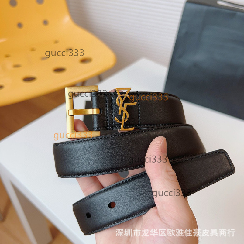 Designer Women's Luxury Leather Belt Letter Y Width 3cm Gold Buckle yslwoman yslhand yslism''saint''laurent'' FB2