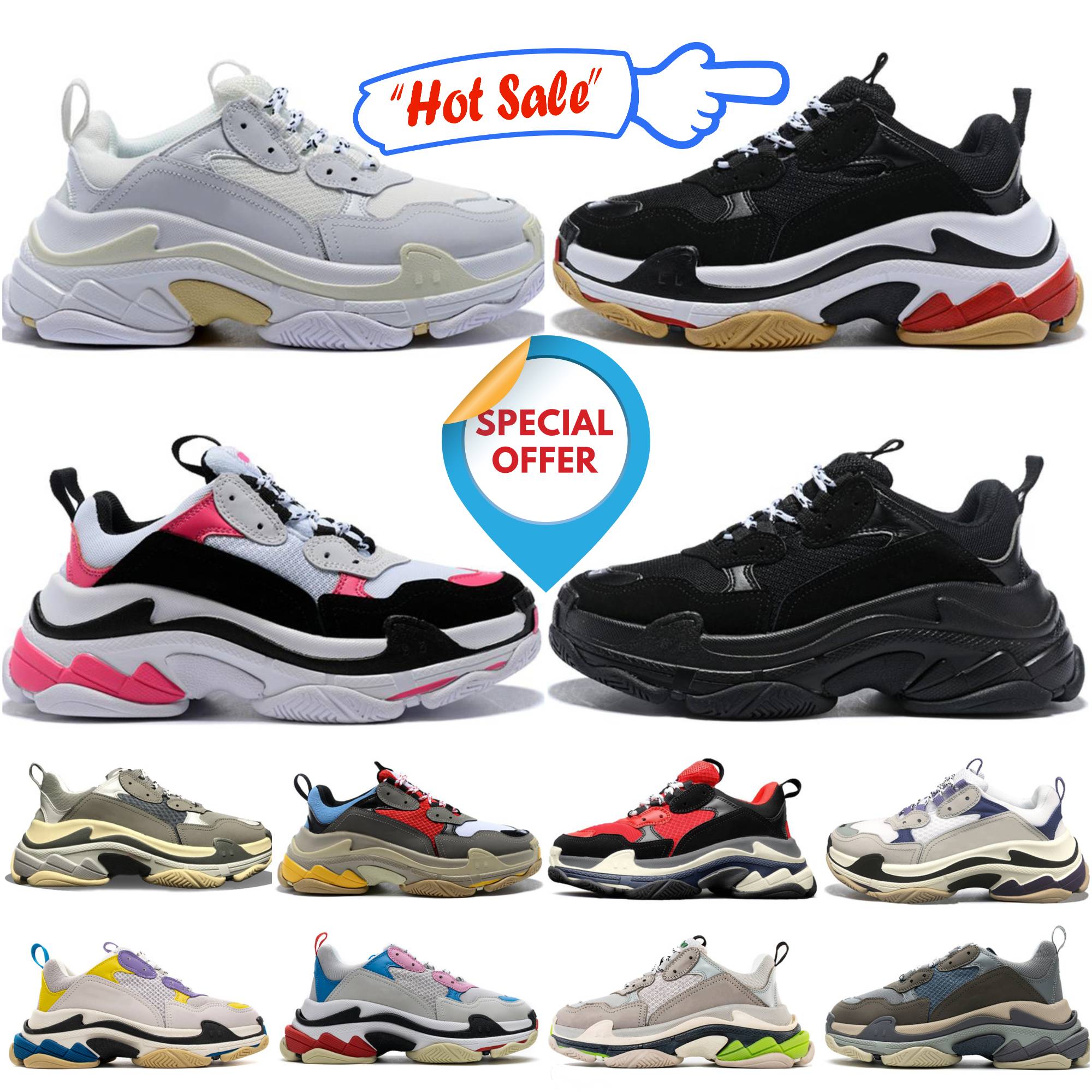 Designer Triple S Sneakers Casual Men Luxury Shoes Clear Sole Black White Beige Teal Blue Bred Red Pink 17fw Mens Women Outdoor Platform Jogging Sne