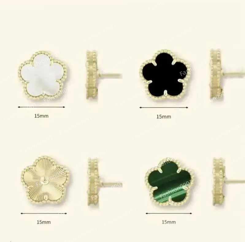 Designer Earrings Fashion 15mm Four leaf clover earrings designer for women stud earings Mother of Pearl designer jewelry white woman luxury gold co