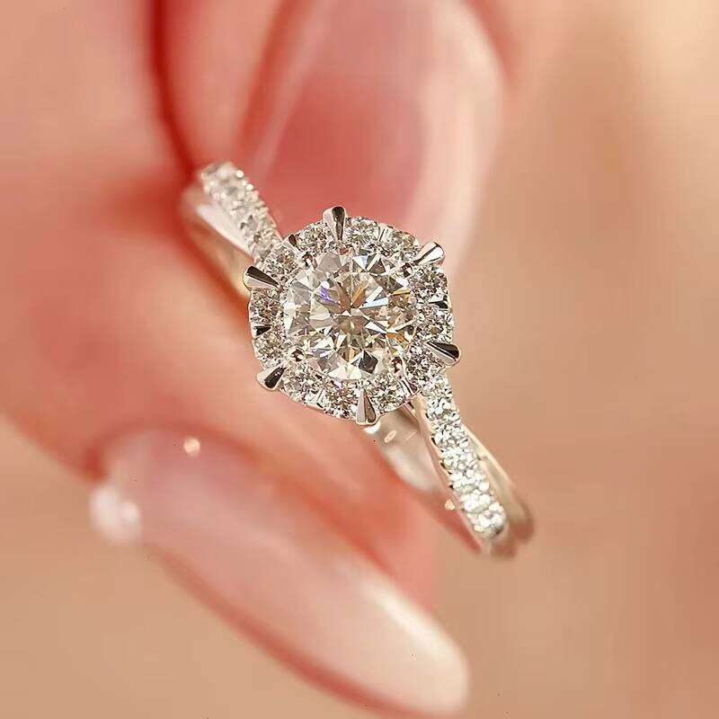 Wholesale with GRA Certificate 925 Sterling Silver Carbonite Wedding Engagement Luxury Full Diamond Hexagonal Ring