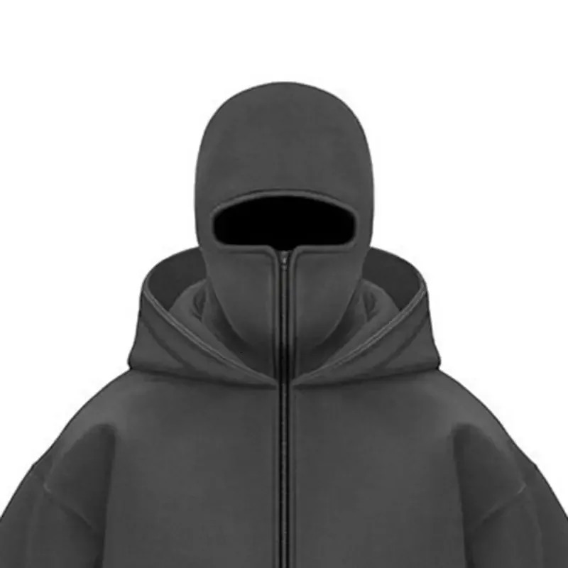 Felpa con cappuccio con cerniera per adulti Giacca in morbido pile con maschera con cappuccio Maschera Uomo Donna Giacca a vento Capispalla casual C