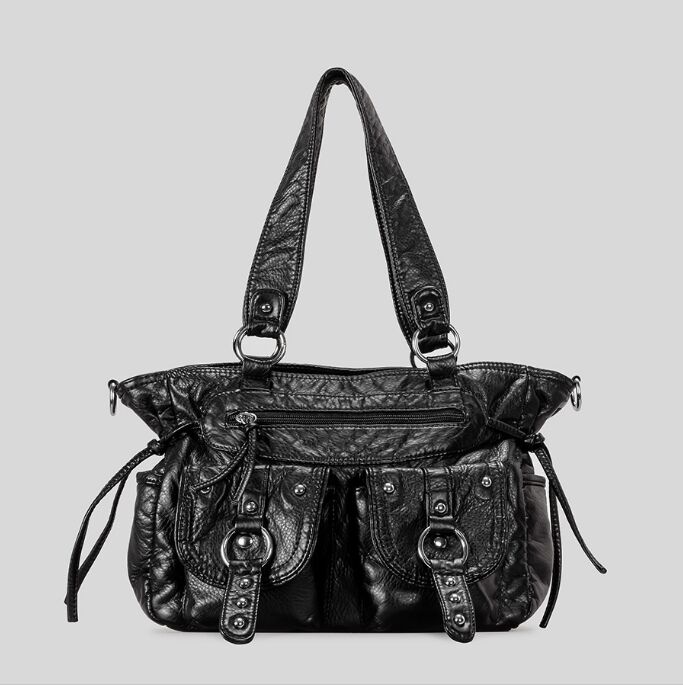 Designer Luxury Rock Women Bucket Shoulder Bag Punk rivet messenger bags Leather Handbags female Totes Multi-functional backpack