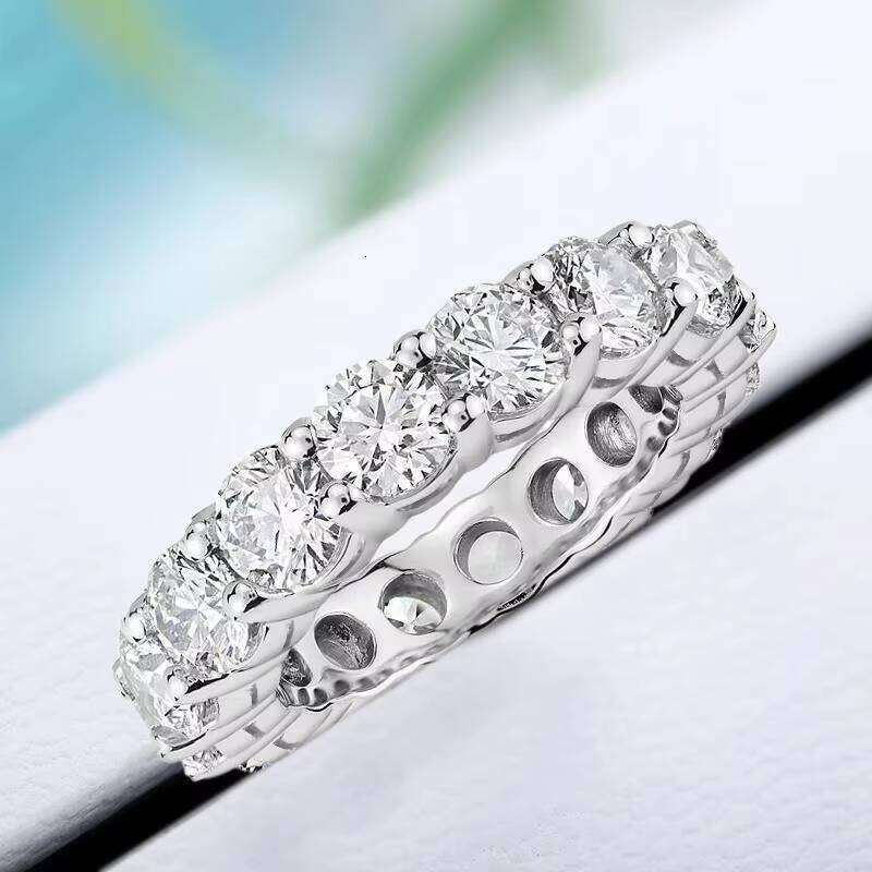 Hot Sale Classic 5mm 0.5CT 925 Sterling Silver Personalized Moissanite Eternity Band Tennis Ring for Women