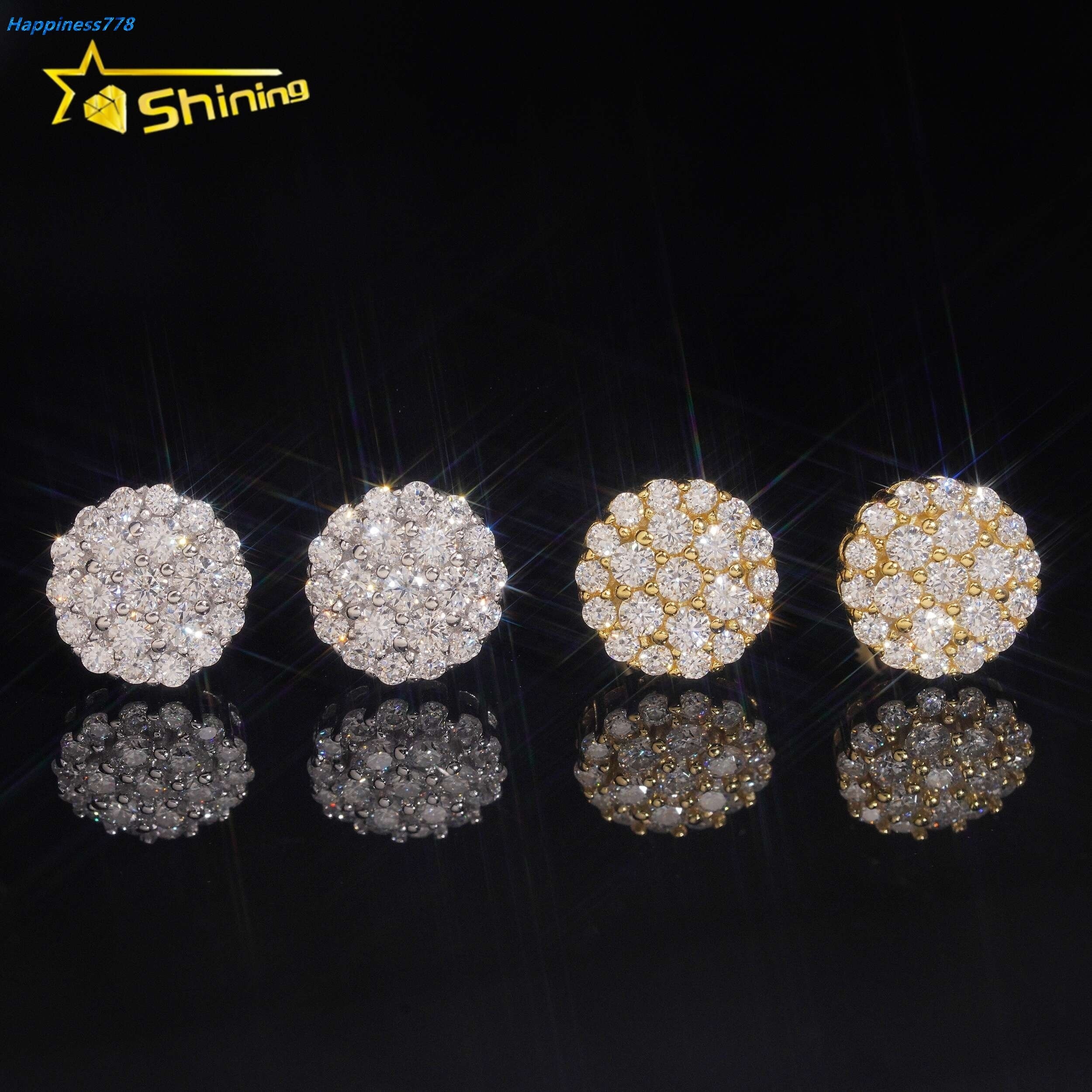 Wholesale Factory Direct 925 Sterling Silver Iced Out Hip Hop Diamond Moissanite Earrings for Men