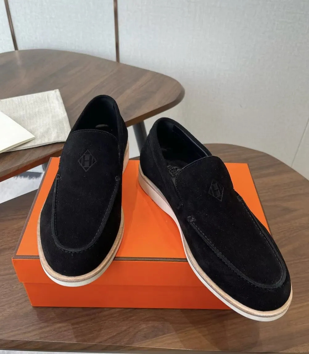 Marque élégante Gentleman Job H-Diamant Mocassins en daim et cuir Oxford doux en peau de mouton léger pour robe de mariée, mocassins de conduite