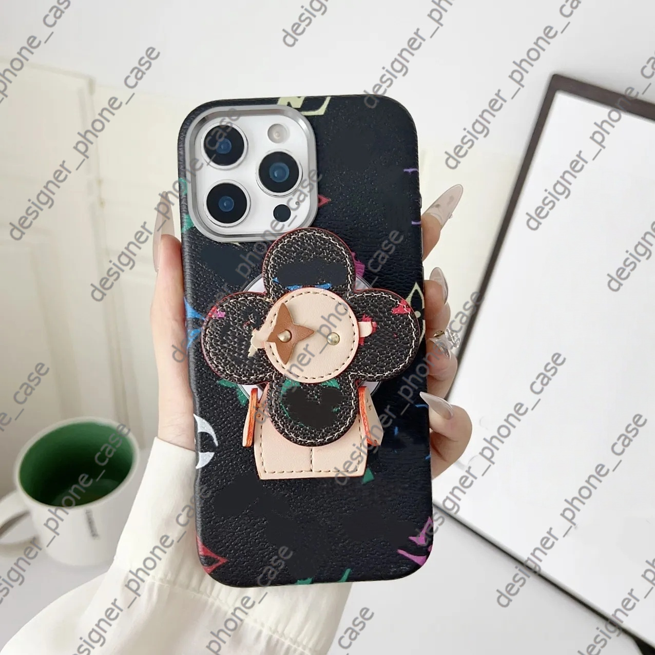 Diseñador iPhone 17Pro Max Funda para teléfono pulsera 17 16promax 16 15promax 15 14 Plus 13 12 Funda para teléfono de cuero de lujo con girasol Cub