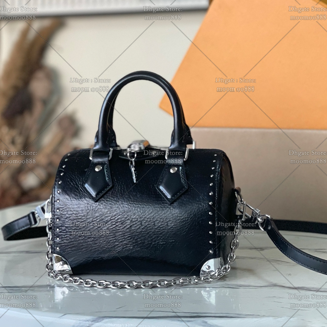 12A All-New Mirror Quality Designer Trunk 20 Bag Top Handle Bags for Women Luxury Handbags Genuine Leather Shoulder Bag Black Crossbody Purse with B