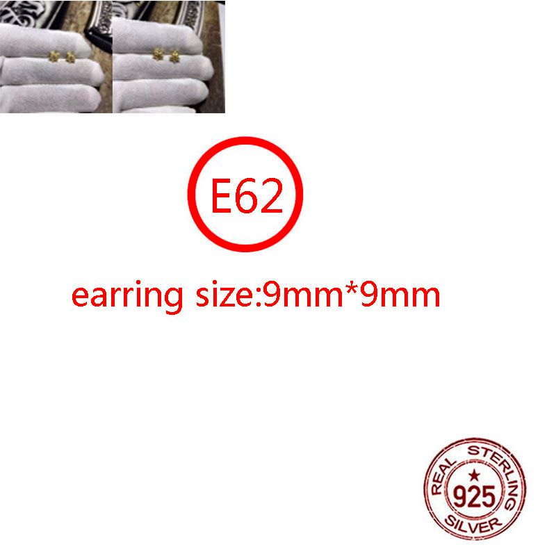 E62 S925 Sterling Silver Earrings Fashionable and Personalized Punk Street Dance Style Hexagram Star Inlaid Diamond Letter Jewelry Design Gift for L