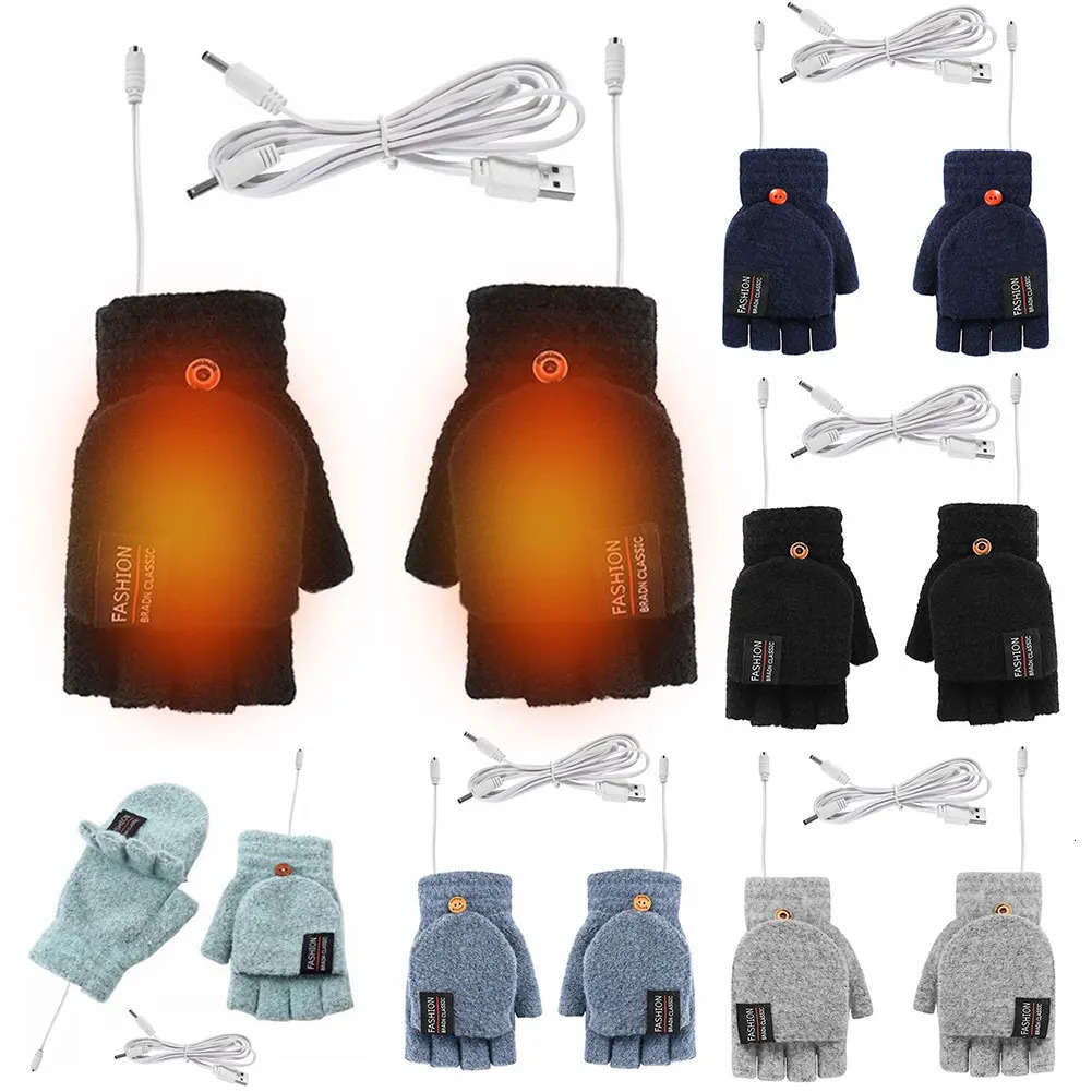 1 Pair USB 5V Electric Heated Gloves Winter Outdoor Heated Gloves Pure Color Mittens Double-Sided Heated Gloves Touchscreen251211