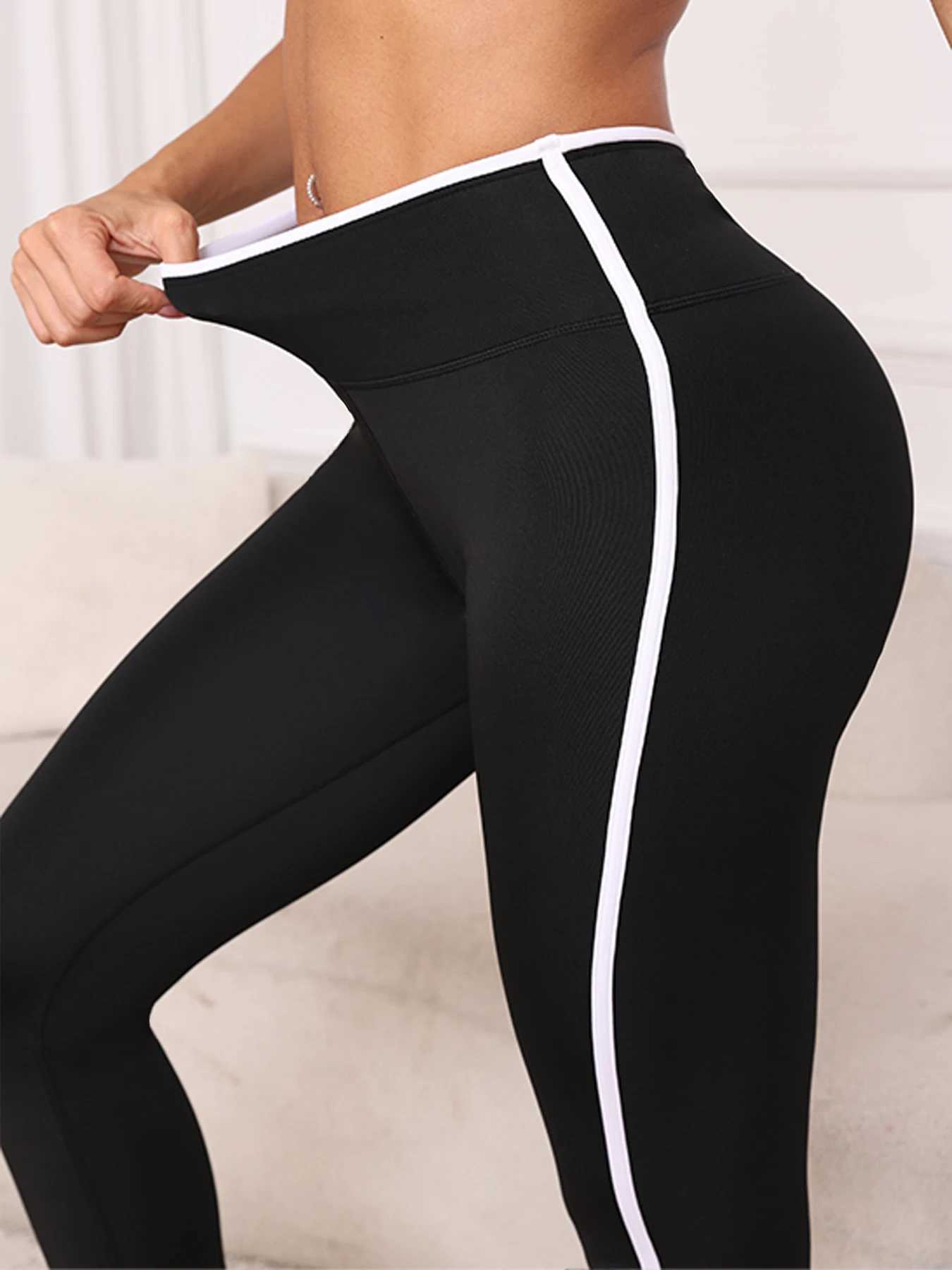 1 Piece Womens Active Buttery Soft Highwaist Yoga Leggings with Contrast Trim G251215-image-1088460103