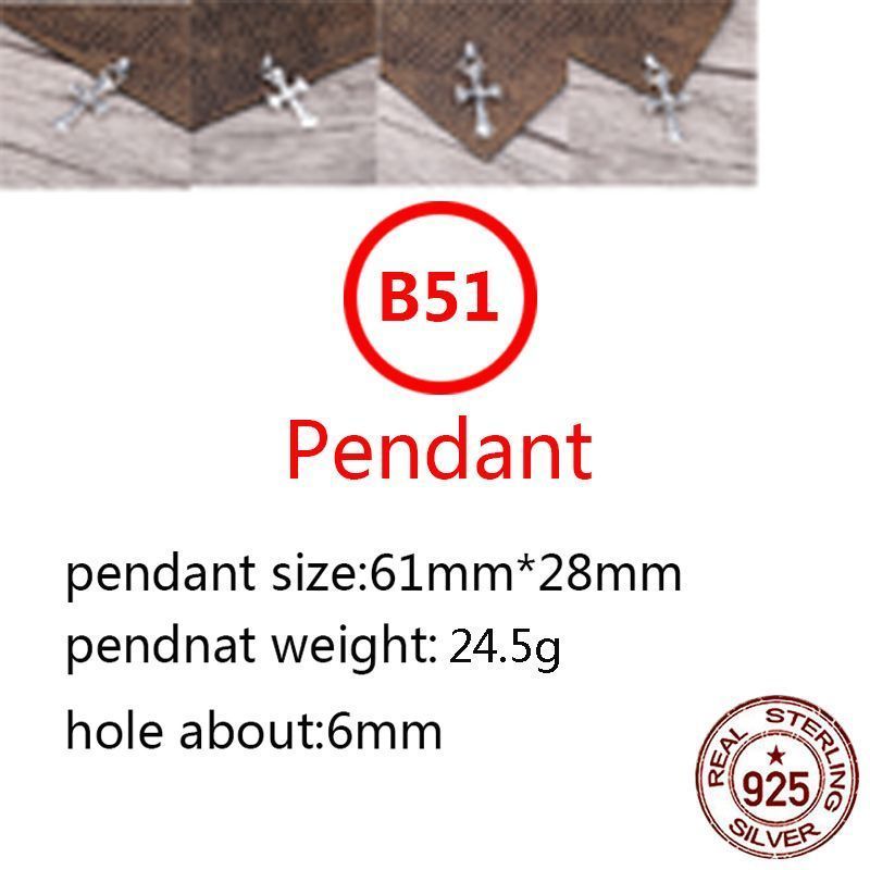 B51 S925 Sterling Silver Pendant Personalized Fashion Simple Couple Creative Cross Flower Letter Net Red Hip Hop Punk Style Jewelry Lover Gift