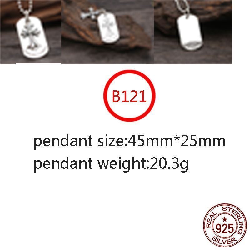 B121 S925 Sterling Silver Pendant Personalized Punk Style Retro Hip Hop Simple Cross Flower Pendant Letter Shape Gift for Lovers