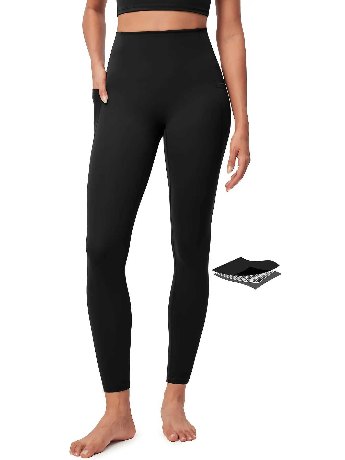 1pcs Black High-Waist Yoga Pants with Pockets 4-Way Stretch Quick Dry Tummy Control Non-See-Through for Gym Yoga Running Pilates G251215-image-1088459115