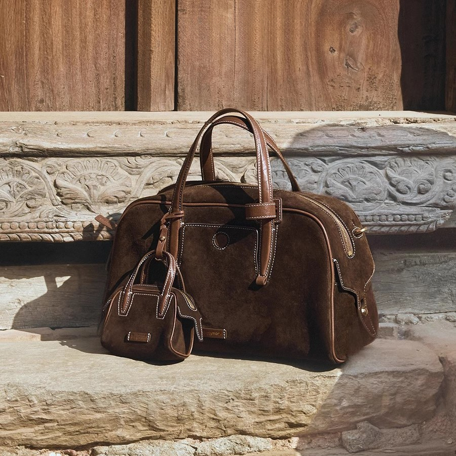 Top layer cowhide premium texture luxury handbag bowling bag retro style large capacity designer bag women's shoulder bag crossbody bag