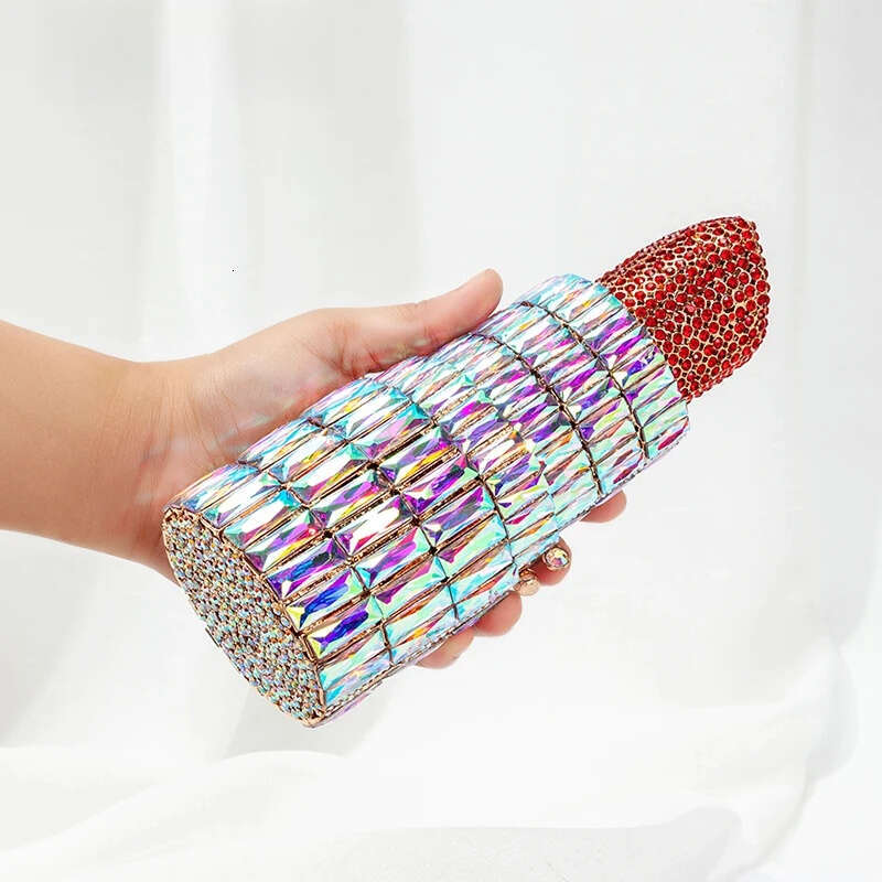Lipstick Evening Crystal Clutch Bag Women Luxury Boutique Metal Rhinestone Wedding Purses And Handbags Designer Top Quality