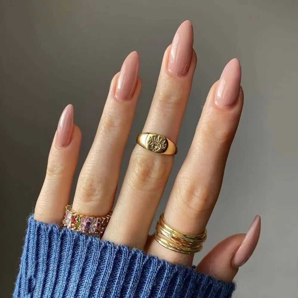24pcs Stiletto French False Nails Detachable Artificial Solid Color Fake Nails Press on Nails Full Cover Nail Tips DIY ManicureT251215-image-1088421225