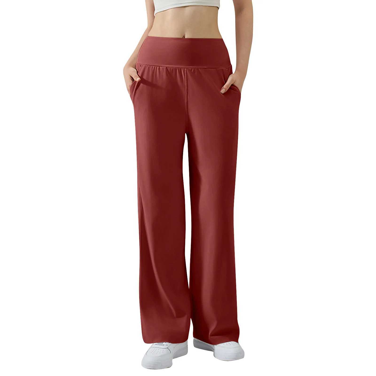 WomenS High Waist Wide Leg Tight Fitness Pants Elastic Waist Tummy Control Butt Lift Sports Pants Leggings Stretch Yoga Pants G251215-image-1088460704