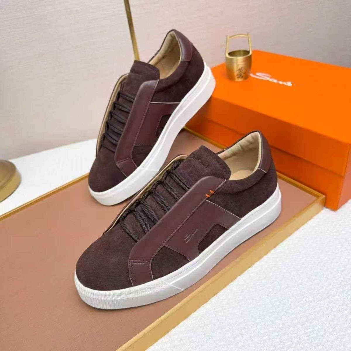 SAN To Italy – chaussures de sport décontractées en cuir et daim pour hommes, marque célèbre, de haute qualité, avec épissure, grandes chaussures