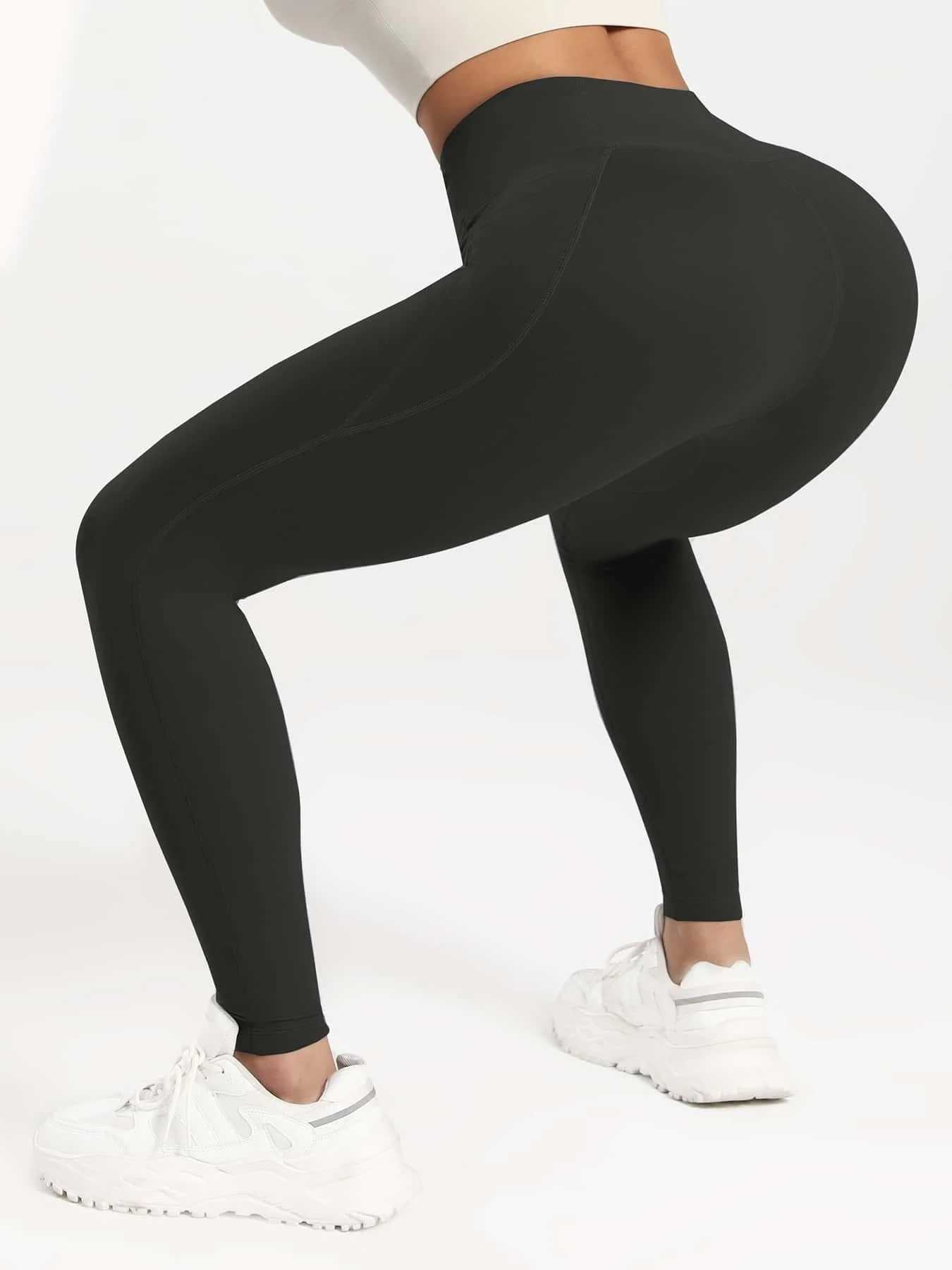 1pcs Black High-Waist Yoga Pants with Pockets 4-Way Stretch Quick Dry Tummy Control Non-See-Through for Gym Yoga Running Pilates G2512151-image-1088462101