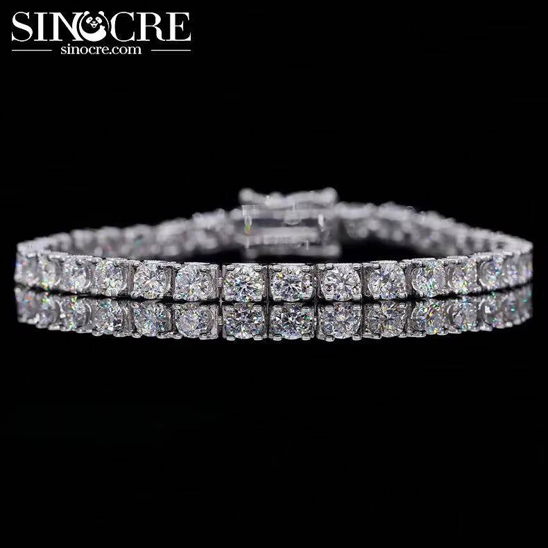 Sinocre S925 Sterling 18K Vvs1 Moissanite Cuban Chain Gold Plated Mossanite New Necklaces Rose Gold 925 Silver Hiphop Geometric