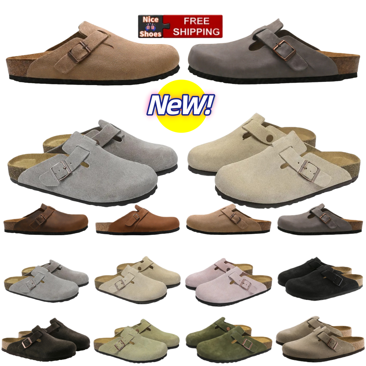 Free shipping Men designer beach slippers slides high quality sandals soft suede leather taupe mocha beige mud sand blue grey pink scuffs platform b