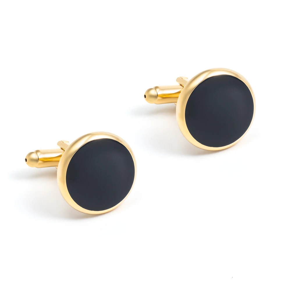 French Copper Material Round Black Enamel Classic Cufflinks Business Wedding Shirt Suit Metal Cuff links for Men Jewelry 251209