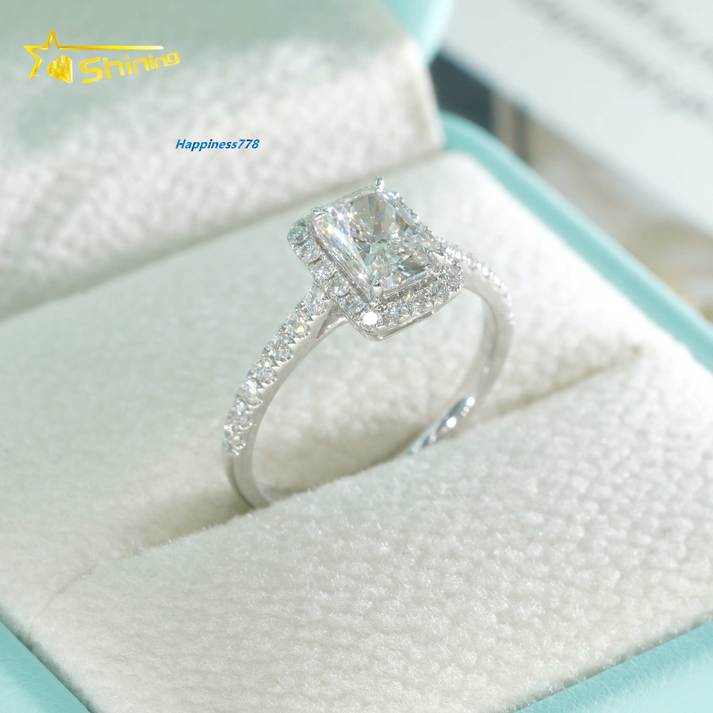 Bague en diamant de laboratoire IGI en or massif 18 carats, bague en diamant de laboratoire taille Radiand 105ct, bagues de fiançailles Halo avec