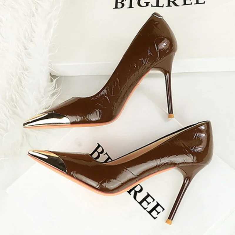 BIGTREE 95 Cm Silvery Black White Wine Red Women Pumps Metal Pointed Tip High Heels Sexy Party Shoes Stilettos Z251211