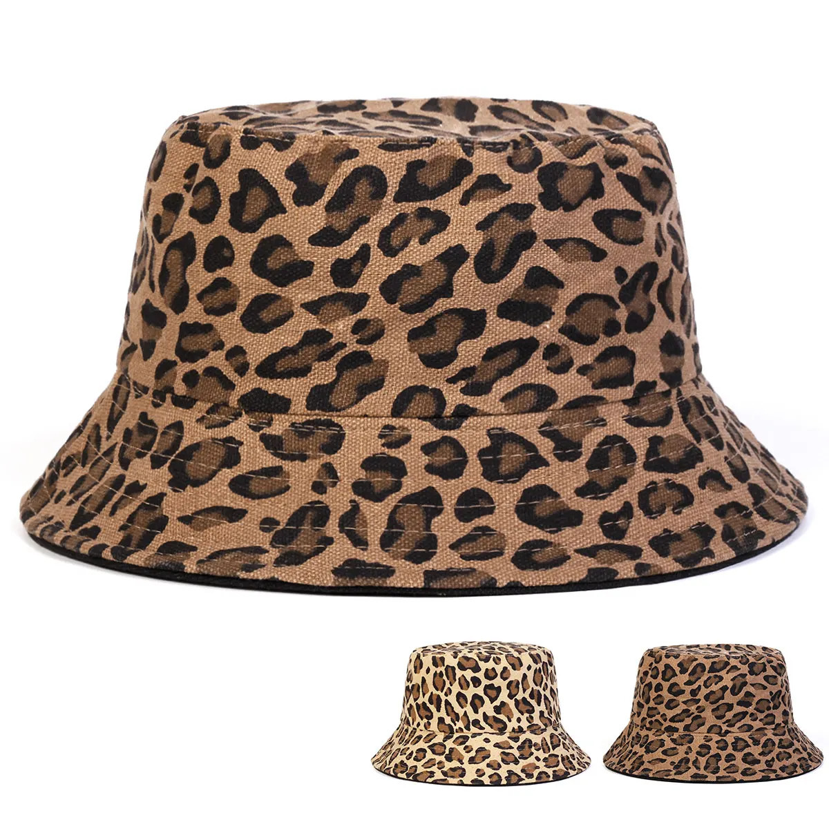 Unisex Leopard Print Personality Bucket Hats Fishermen Caps Outdoor Casual Cap Sunscreen Hat 251205
