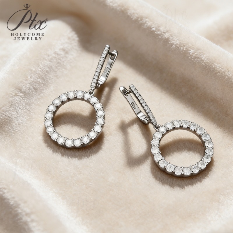 Round Cut Moissanite Earrings 925 Silver Four Colors D White Black Vivid Blue White/Yellow Gold Modern Studs Fine Jewelry Anniversary Gift