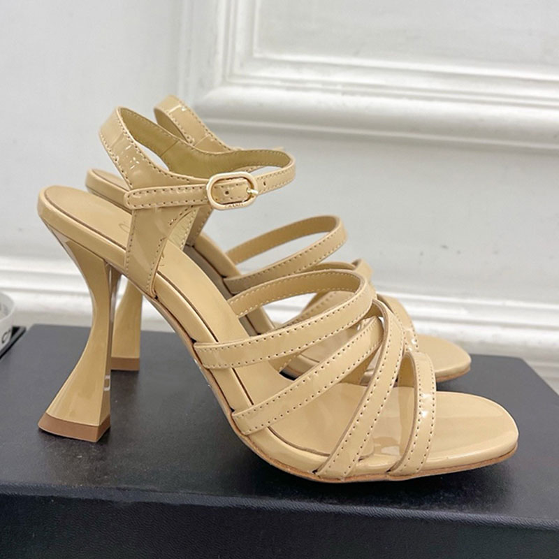 Designer T tier Sandals WomenS Open Toed High Heels Ladies Fashionable Buckle Casual Shoe Smooth Calf Leather Sizes 35 41 With Boxs